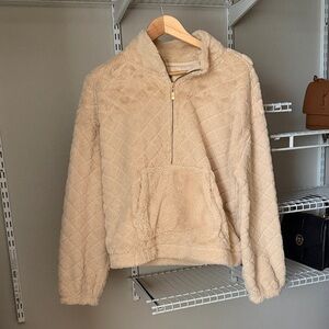No Boundaries Cream Plush Quarter-Zip Pullover Sweater